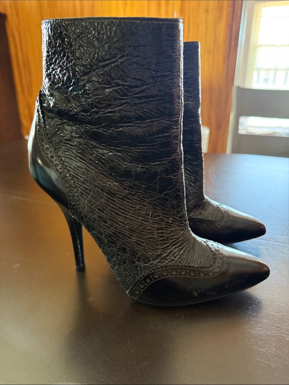 Tory Burch Black Pointed-Toe High-Heel Ankle Boots